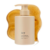 107 Clarifying Shampoo bottle pour showing a refreshed scalp effect