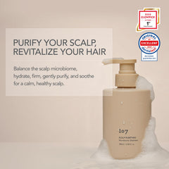 107 Clarifying Shampoo bottle top view with clean packaging