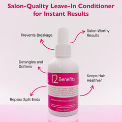 12 Benefits Quaternium 39 color protection close-up emphasizes moisture retention.