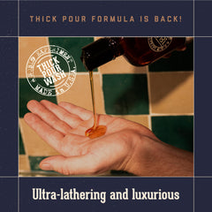Absolute Mahogany shampoo application in hand, ready to cleanse and condition.
