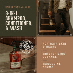 18.21 Man Made Original Spiced Vanilla shower scene shows versatile hair and body wash