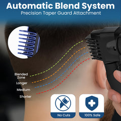 247 Groomed tapered guard rotary adjustment enables seamless fades from 1 to 20 mm