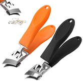 The 2PCS Wide Jaw Opening Anti-Splash Slanted Nail Clipper in orange and black for thick nails.