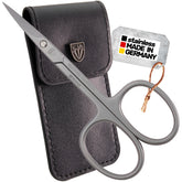 3 Swords Germany curved cuticle scissors with case for precise trimming.