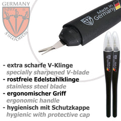 3 Swords Germany cuticle knife in case for safe travel