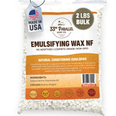 33RD PARALLEL SOAP CO Emulsifying Wax NF pastilles in a resealable bag for silky lotion emulsions.