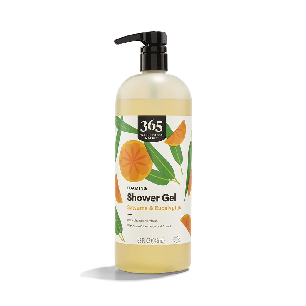 365 by Whole Foods Market foaming shower gel satsuma eucalyptus bottle with refreshing citrus aroma for morning wake-up