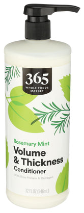 365 by Whole Foods Market Volume Conditioner bottle showing rosemary mint formula for added body