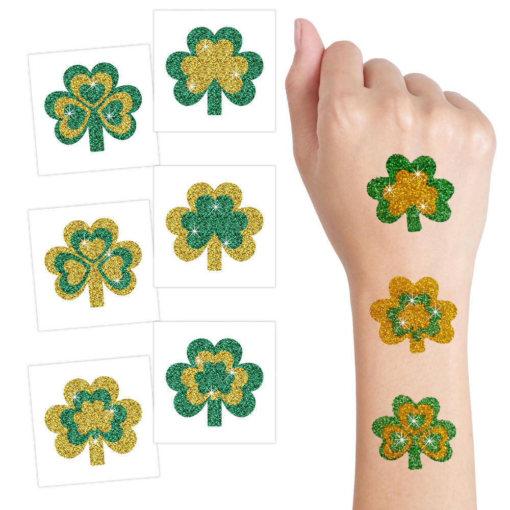 Tatuaje temporal trébol brillante de 4E's Novelty para fiestas de San Patricio