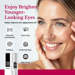 5th & Glow Cyabags serum bottle with pump for convenient daily application.
