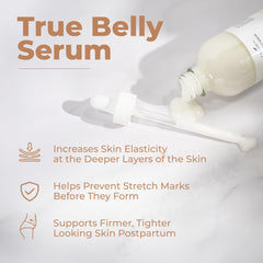 Close-up of Centella Asiatica with True Belly Serum for pregnancy skin care.