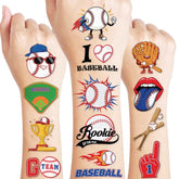 91TATTOOS baseball tattoos eight sheets for kid friendly party favors and decorations.