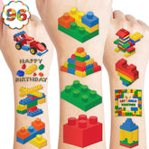 91TATTOOS building-blocks tattoo sheets with colorful designs for kids' party fun
