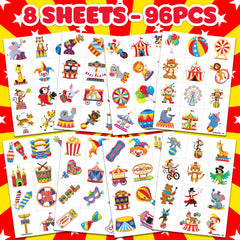 91TATTOOS diverse clown tattoo sheet designs for kids entertainment