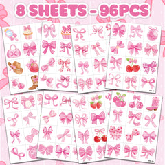 91TATTOOS pink bow tattoo on face for fun party look