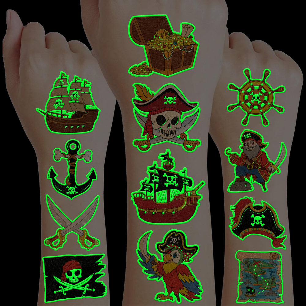 91TATTOOS pirate ship tattoos on sheets offer kid-friendly party fun and easy decorating.