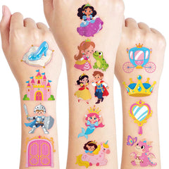 91TATTOOS princess castle tattoo sheet for kids party fun and creativity.