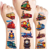 91TATTOOS vintage train designs for kids' party fun and safe skin wear