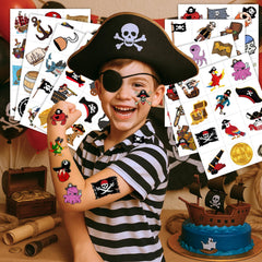 96PCS Pirate Tattoos skull treasure map design for themed parties and classroom rewards