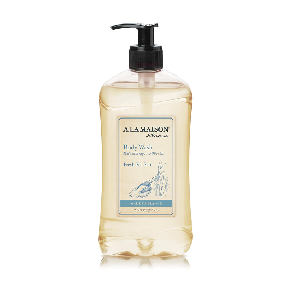 A LA MAISON gel ducha sal marina, espuma suave para uso diario.
