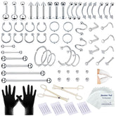 A-minusone kit de piercing 98 piezas, opciones versátiles para perforaciones.