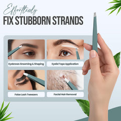 aaasportx Slant Tip Tweezers in Olive Fog close-up showing calibrated tension for clean plucks