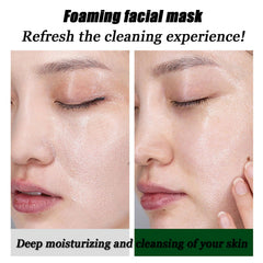 Aplicación facial con Centella Aacnre, mascarilla burbuja que limpia sin irritar.