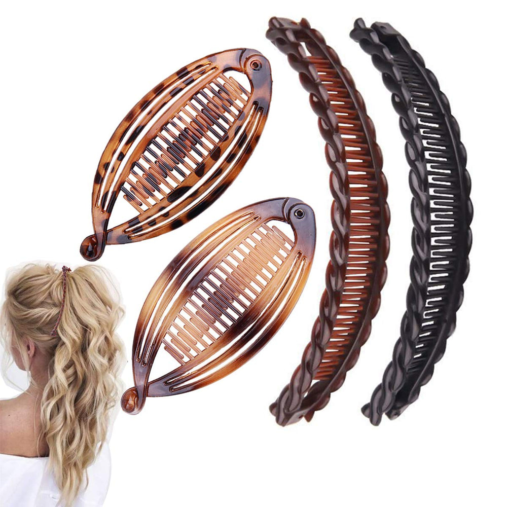 Aaiffey banana clip double comb close-up showing secure hold for thick curls