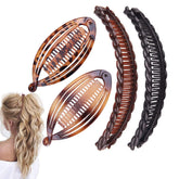 Aaiffey banana clip double comb close-up showing secure hold for thick curls