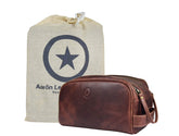 Aaron Vendimia Estilo leather toiletry bag with double zipper for organized grooming on trips