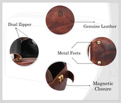 Waterproof lining protects contents inside the Vendimia Estilo leather toiletry bag