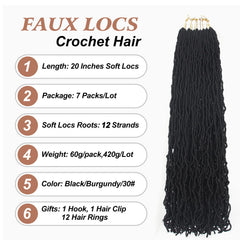 Aayubb pre-looped faux locs 20in for quick, beginner-friendly styling.