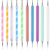 ABenkle dotting tools with ball ends for precise nail art detailing.