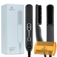 Aberlite EDC beard straightener brush front view for quick grooming