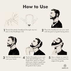 Aberlite FlexShaper 2.0 elastic headband holds the guide in place during grooming.