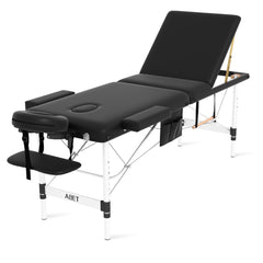 ABET massage table aluminum frame provides sturdy support for professional use.
