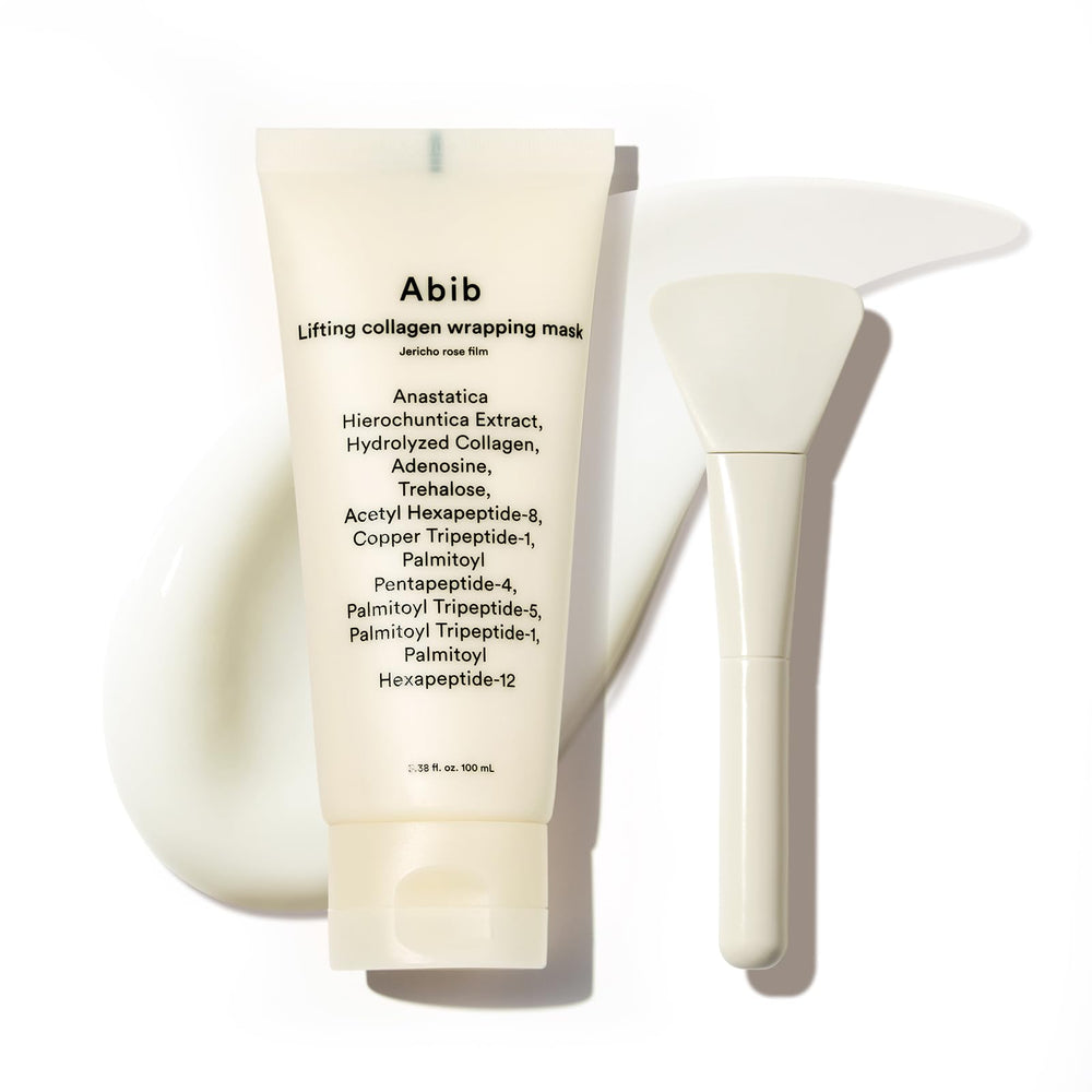 Abib lifting collagen wrapping mask with Jericho Rose film for firmer, more elastic skin.