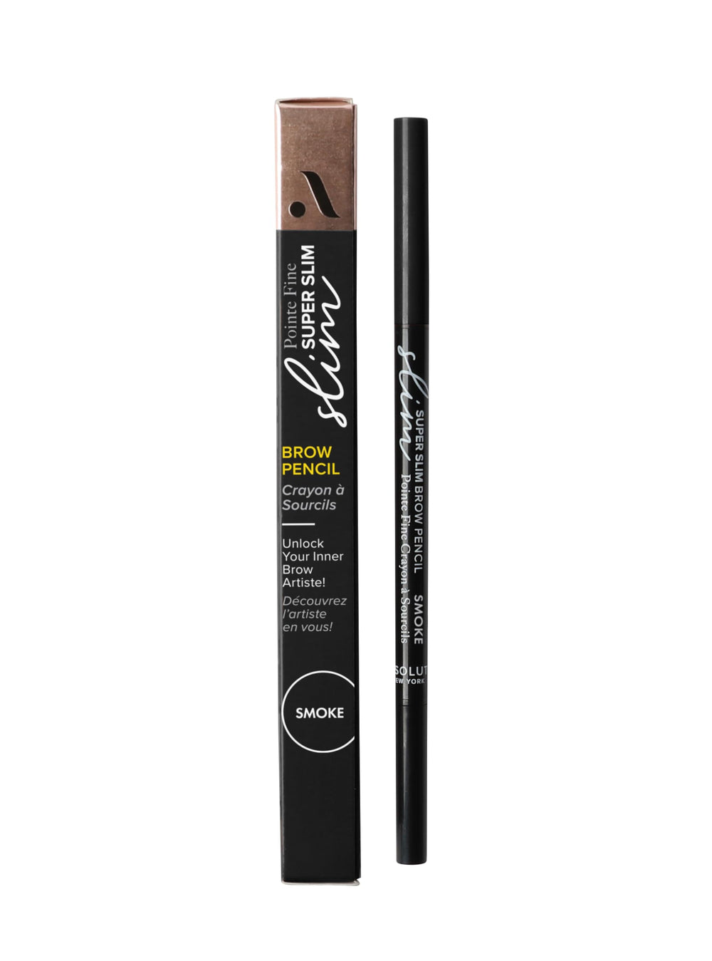 Absolute New York Super Slim Brow Pencil tip close-up showing precise hair-like strokes.