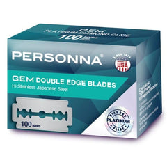 AccuTec Personna Platinum GEM blades packaging highlights bulk supply for professional barbers and labs