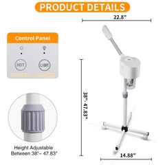 Height-adjustable AceFox facial steamer setup for comfortable treatments.