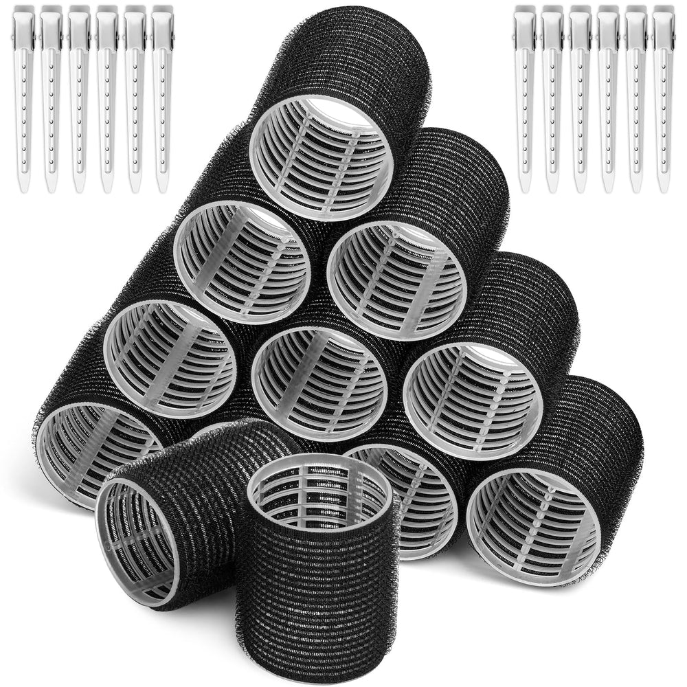 Acejoz big self-grip curlers rollers in black for voluminous curls