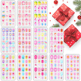 Acejoz uñas postizas para niñas, 288 piezas, múltiples estilos para decorar en casa.
