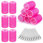 Acejoz hair curlers rollers set in rose red for quick at-home curls.