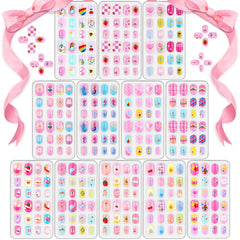 Acejoz Unas postizas para niñas: set de 288 piezas para decorar uñas.