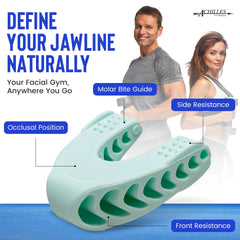 Definición de papada con Achilles Fitness azul para cuello.