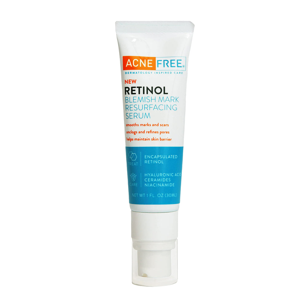 AcneFree retinol suero en botella para tratar manchas de acné.