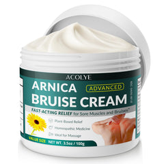 Crema Acolye Arnica en bote de 3.5 oz para cuidado diario de piel sensible.