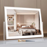 Acoolda vanity mirror with lights assembled on desk for a clear makeup view
