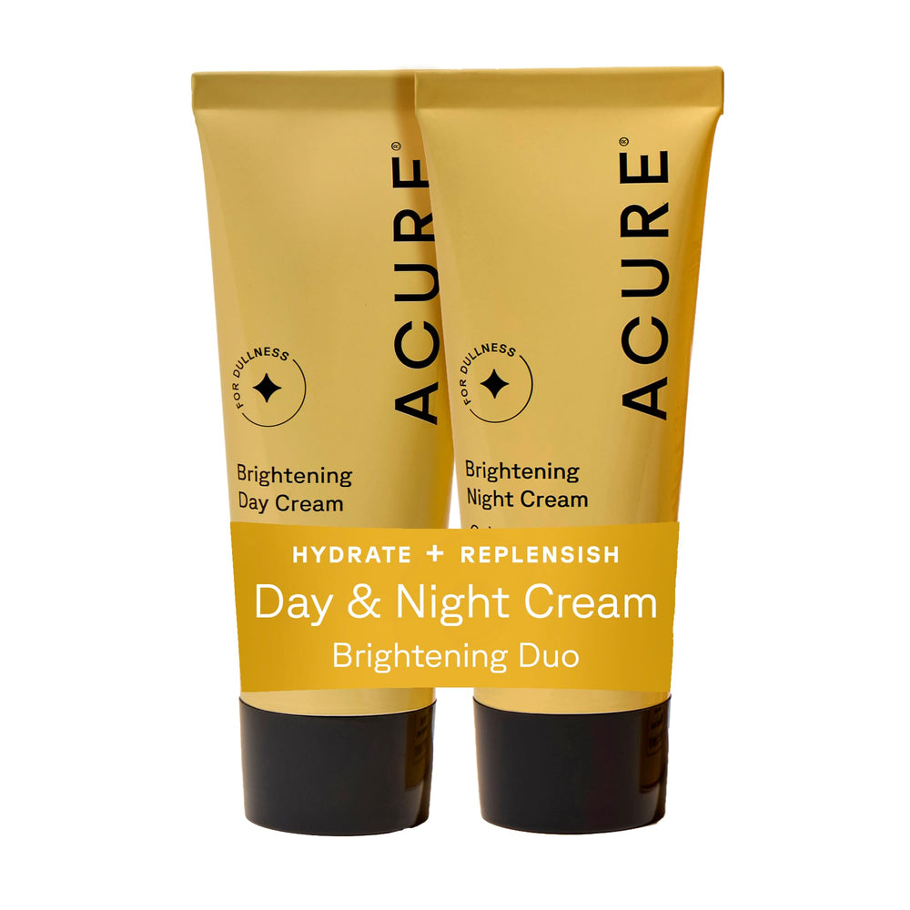 Acure Brightening Day Cream tube with argan oil hydrates and evens tone.