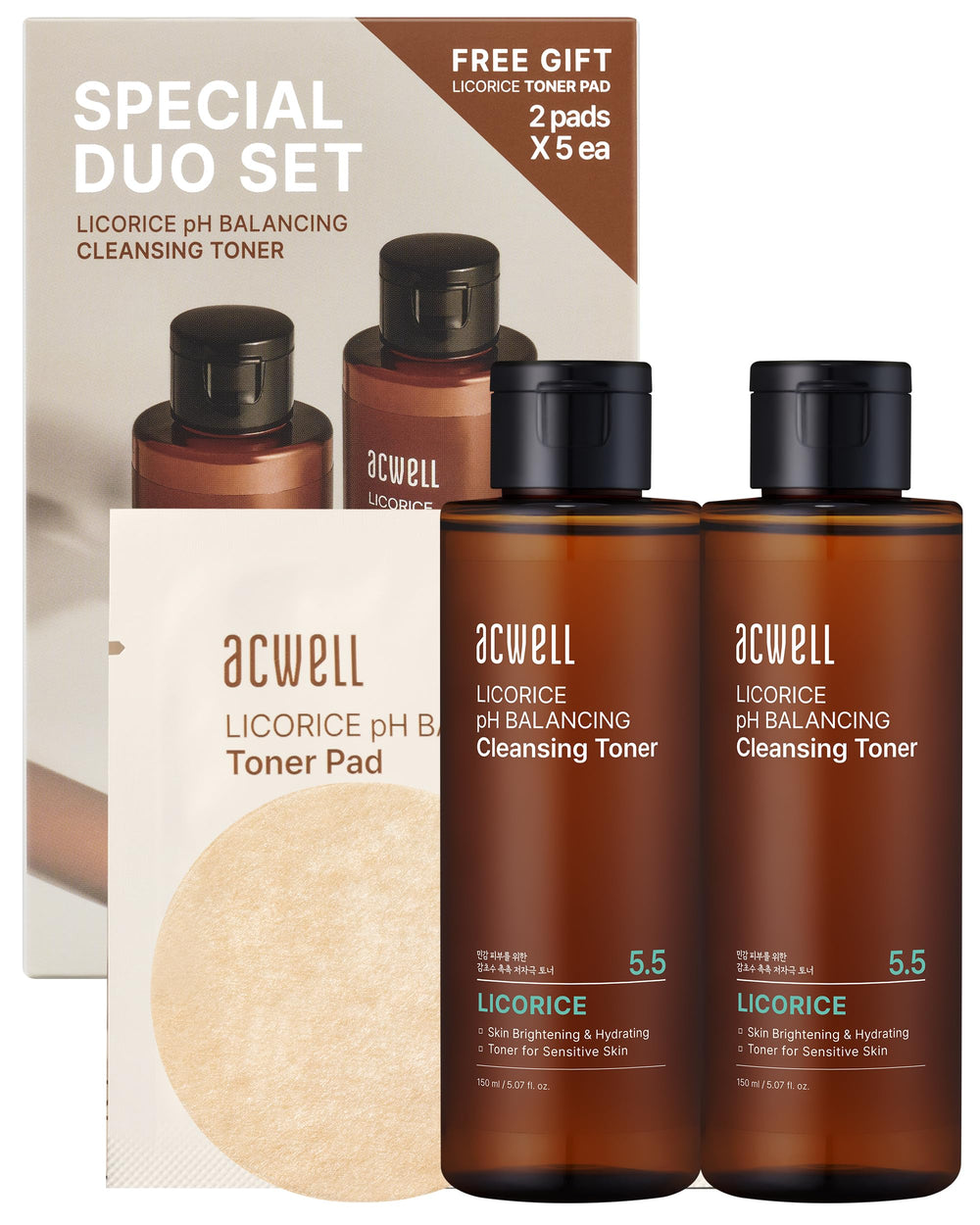 ACWELL Licorice Toner bottle pour for gentle, alcohol-free hydration.